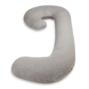 NEW Leachco Snoogle Total Body Pillow in white with heather gray Pillowcase